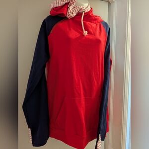 Ampersand Double Hood Red and Navy Hoodie. XL. NWT